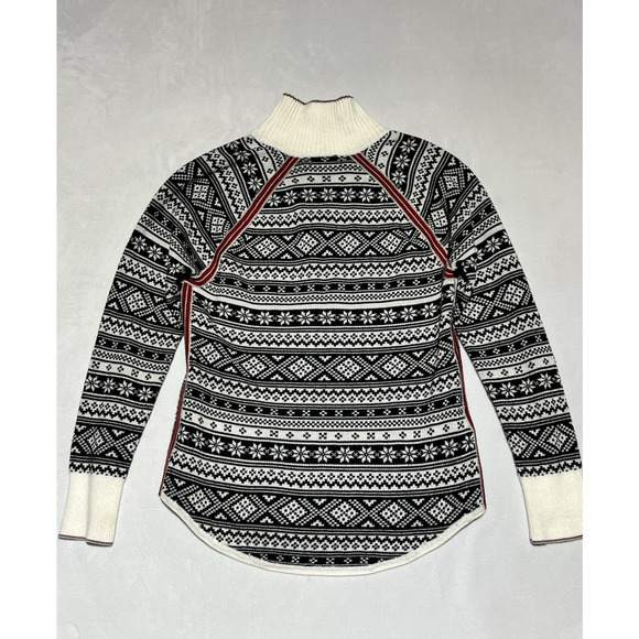 Eddie Bauer Nordic Ski Fair Isle Sweater Womens Small 1/4 Zip Mock Neck Pullover - Picture 2 of 15